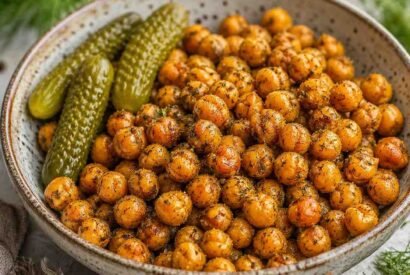 Thumbnail for Crispy Dill Pickle Chickpeas (Tangy Oven-Roasted Snack)