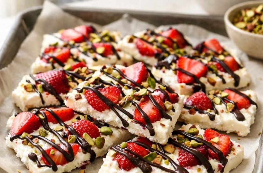 Dubai Chocolate Strawberry Yogurt Bark