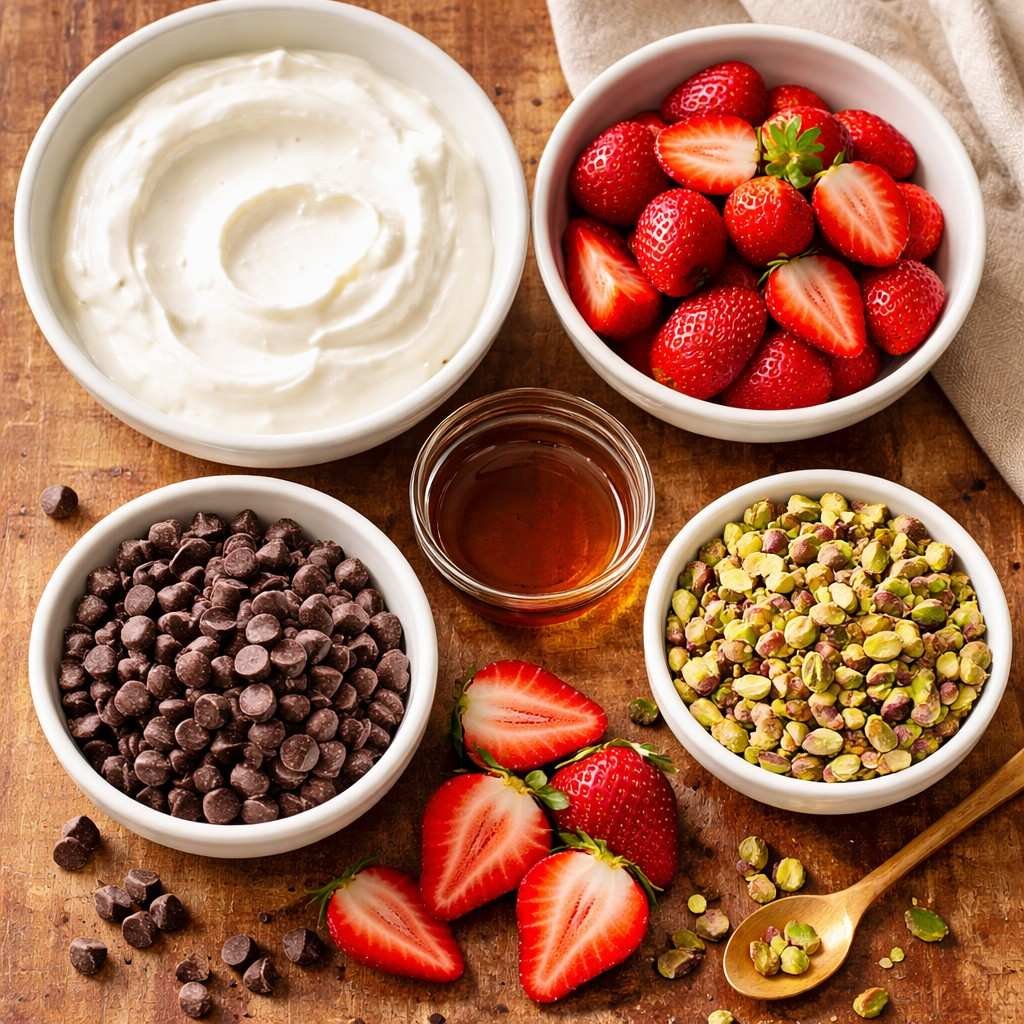 Dubai Chocolate Strawberry Yogurt Bark ingredients