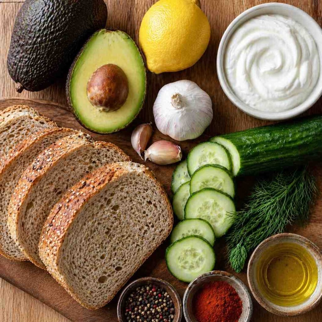 Greek Yogurt Whipped Avocado Toast ingredients
