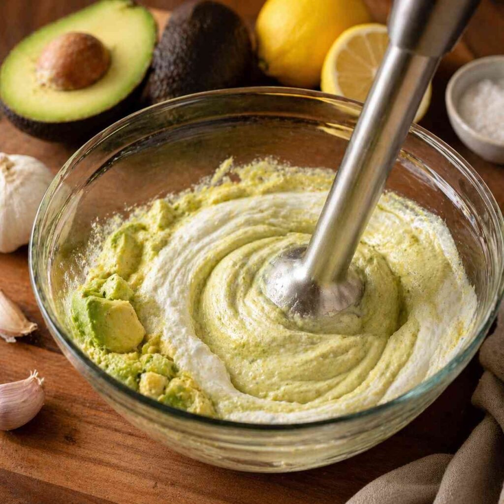 Greek Yogurt Whipped Avocado Toast prep