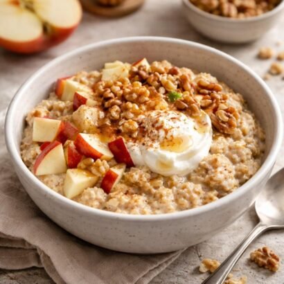 Healthy Fruit and Nut Oatmeal Breakfast Bowl