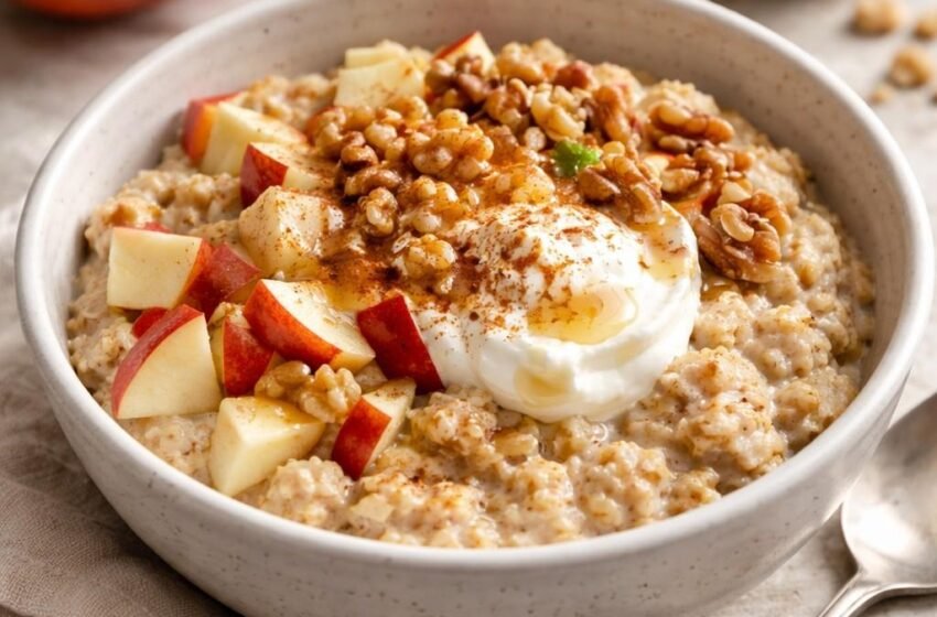 Healthy Fruit and Nut Oatmeal Breakfast Bowl