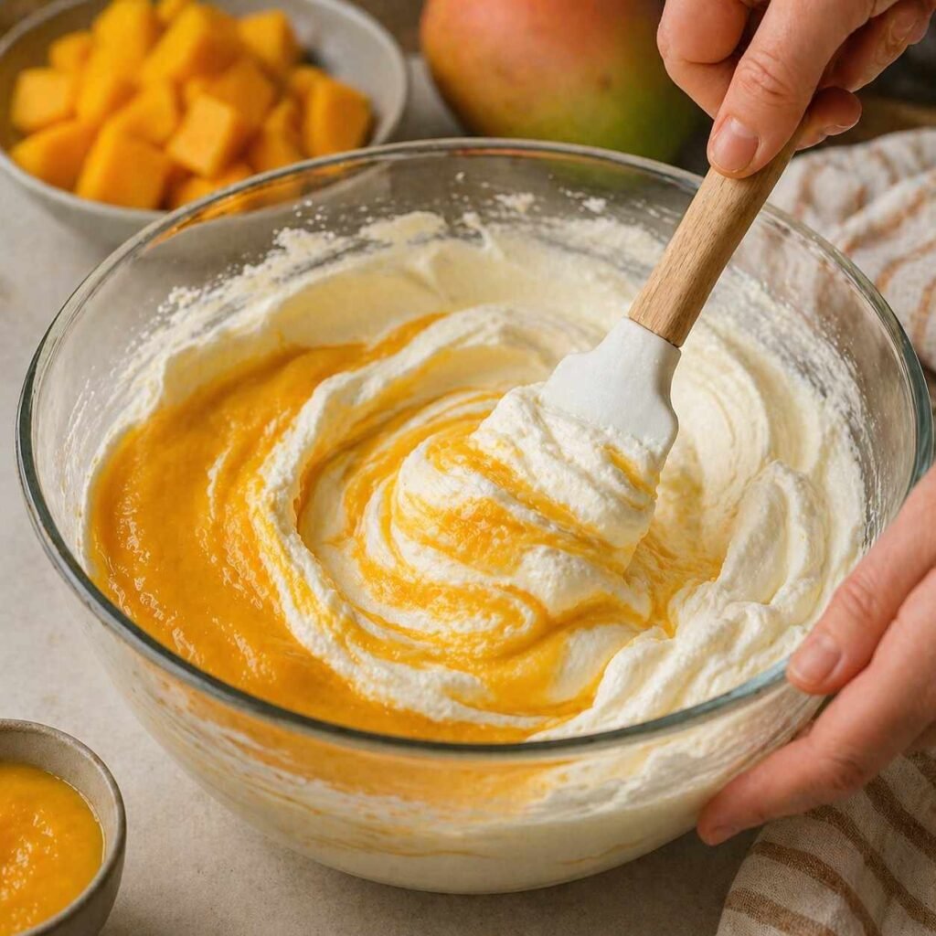 Homemade Mango Ice Cream prep
