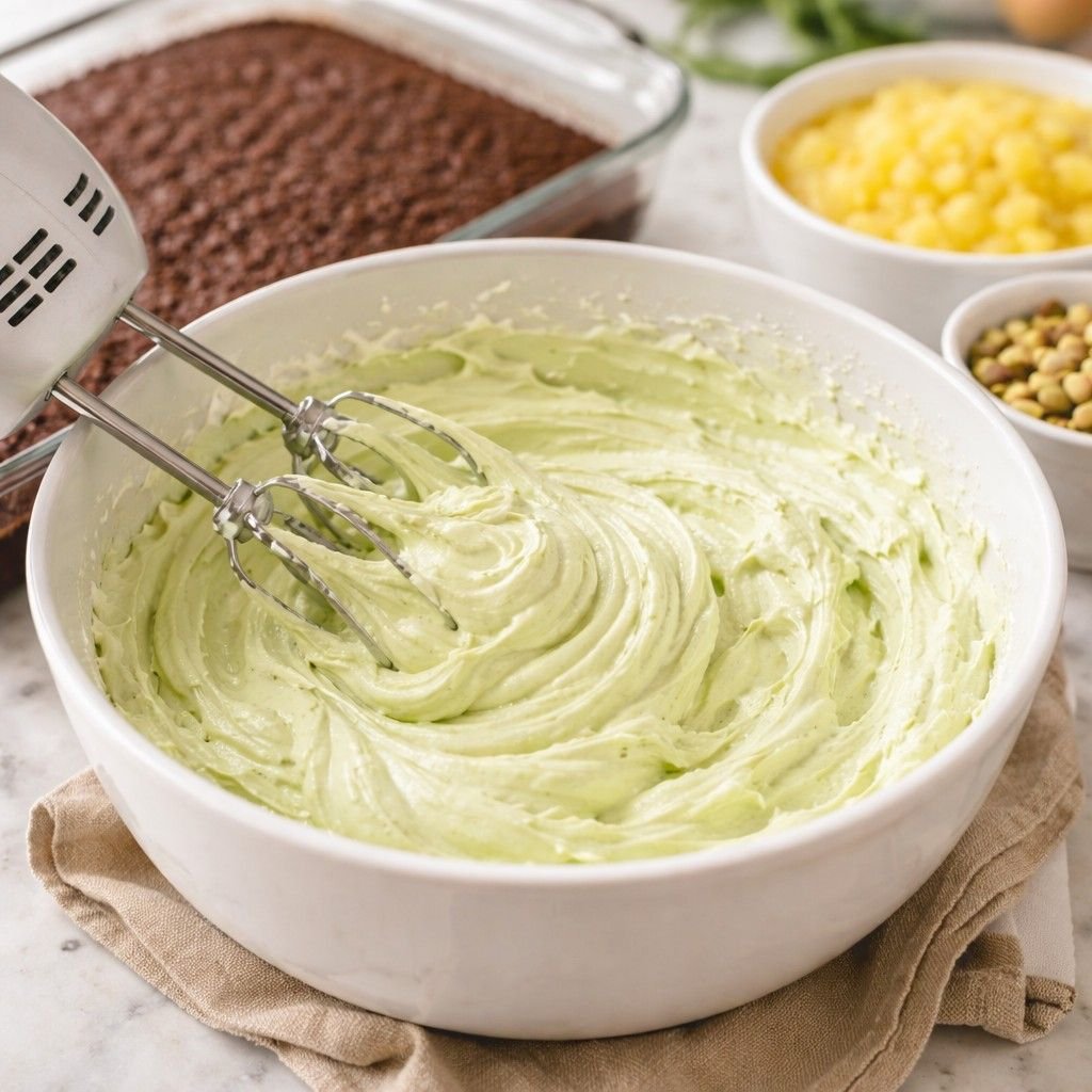 Italian Pistachio Dream Cake prep