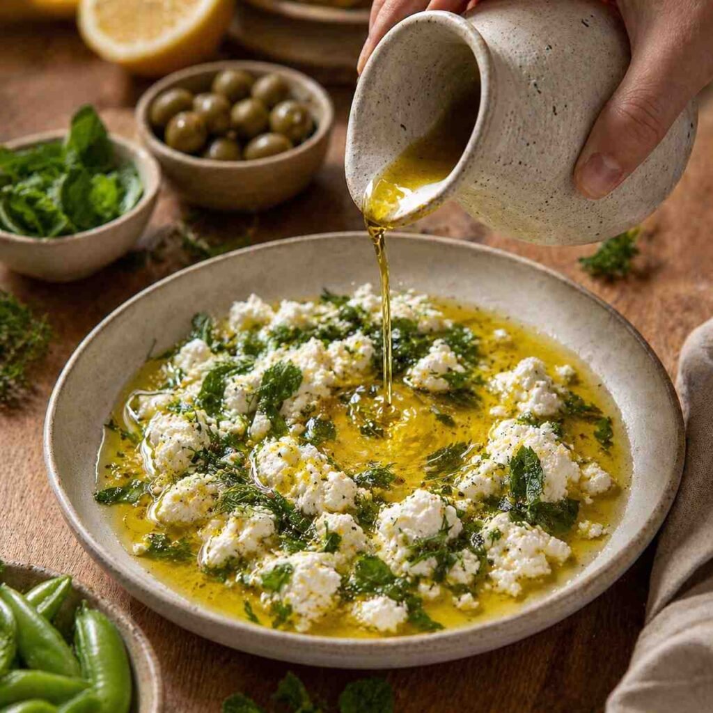 Mediterranean Olive Oil Dip preparation