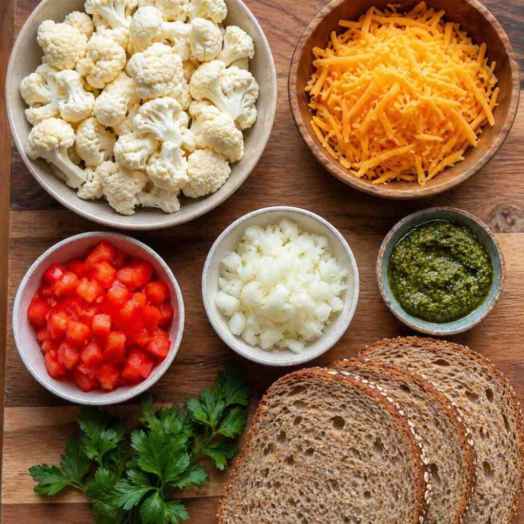 Open-Face Cauliflower Cheddar Melts ingredients