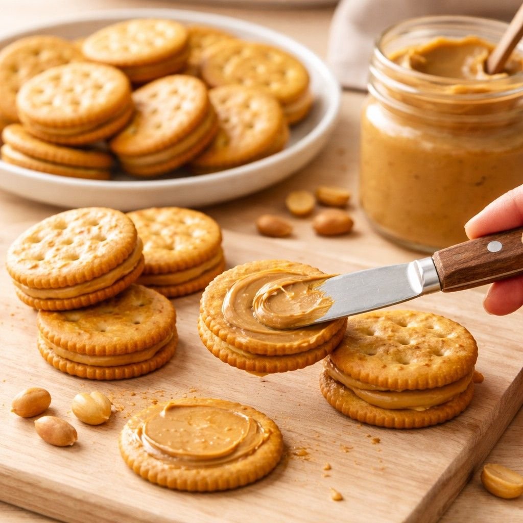 Peanut butter cracker sandwich assembly