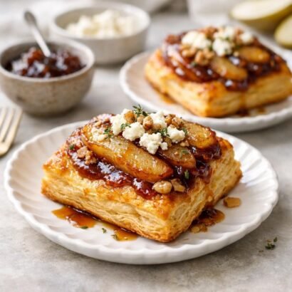 Pear and Goat Cheese Upside-Down Puff Pastries