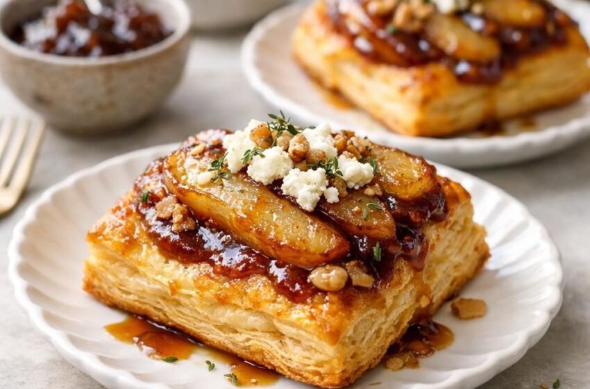 Pear and Goat Cheese Upside-Down Puff Pastries