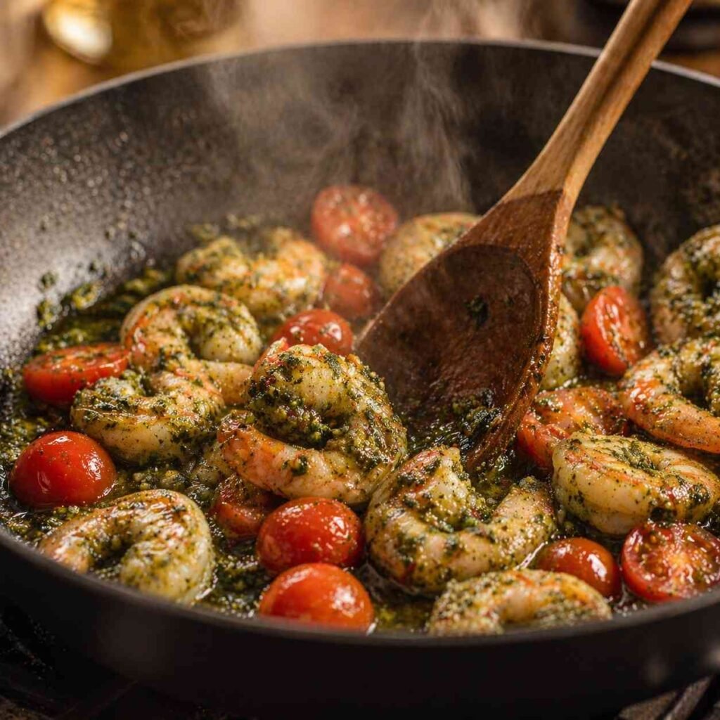 Pesto Shrimp prep