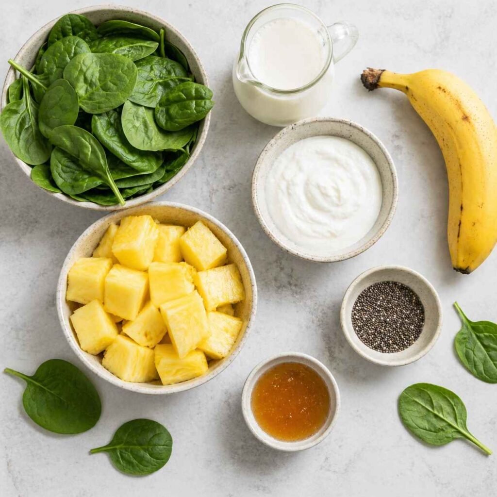 Pineapple Spinach Smoothie ingredients
