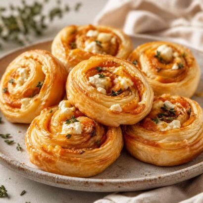 Pumpkin Goat Cheese Puff Pastry Rolls