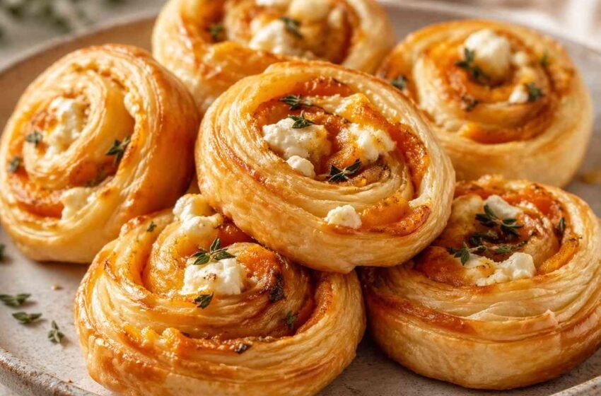 Pumpkin Goat Cheese Puff Pastry Rolls