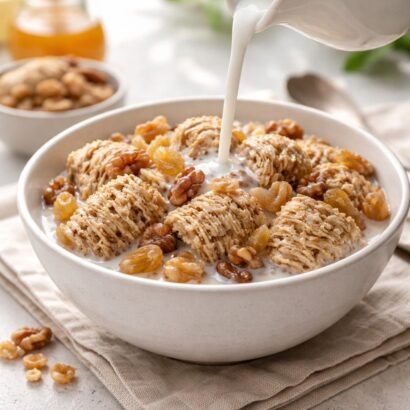 Quick Shredded Wheat Breakfast with Raisins and Walnuts