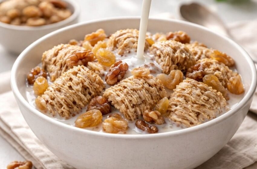 Quick Shredded Wheat Breakfast with Raisins and Walnuts