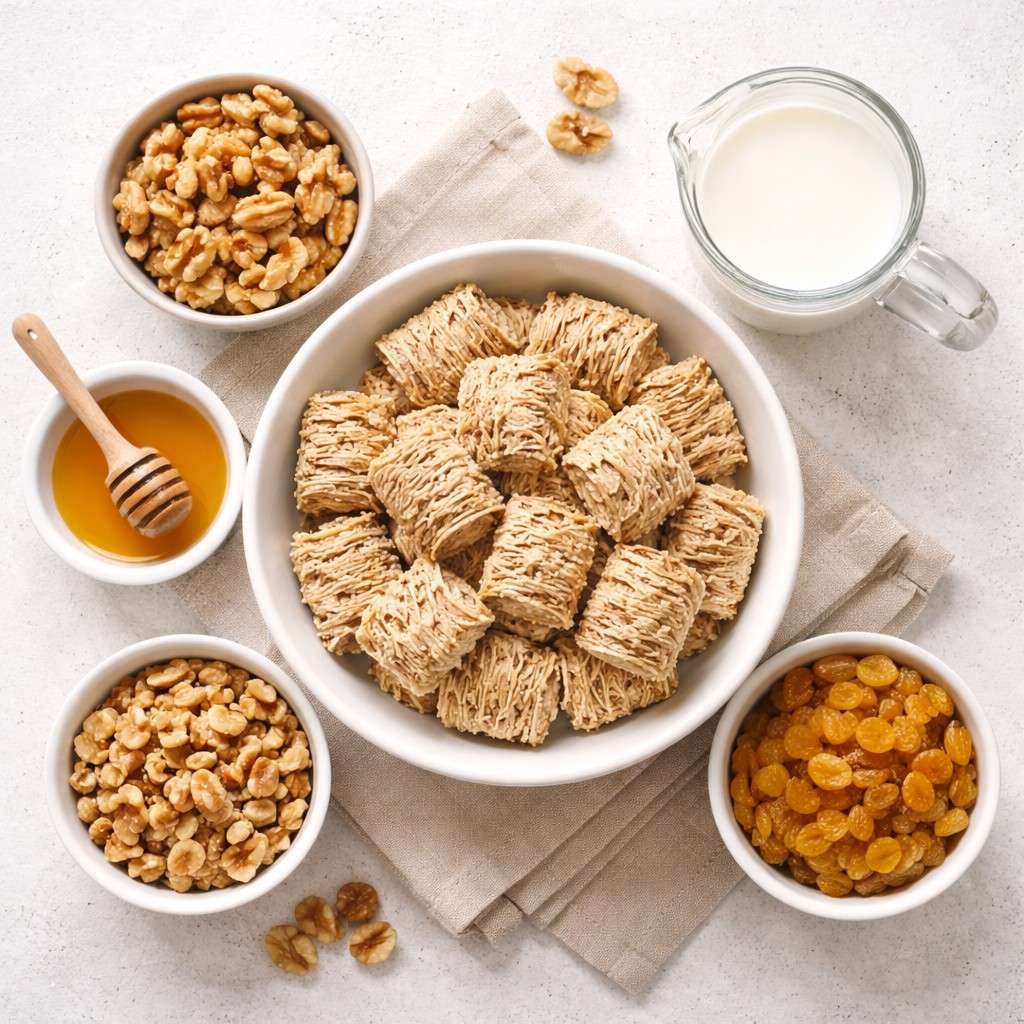 Quick Shredded Wheat Breakfast with Raisins and Walnuts ingredients
