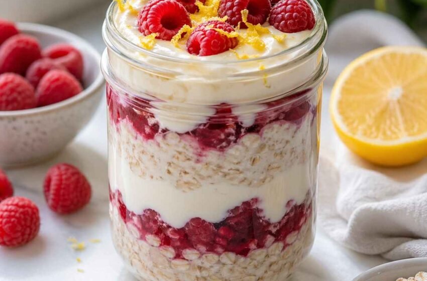 Raspberry Lemon Cheesecake Overnight Oats