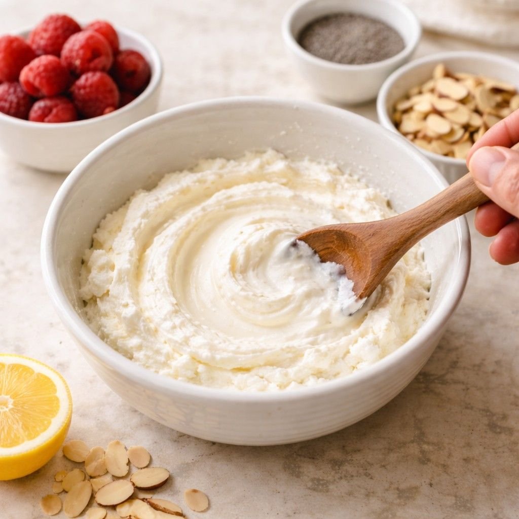 Ricotta yogurt parfait preparation