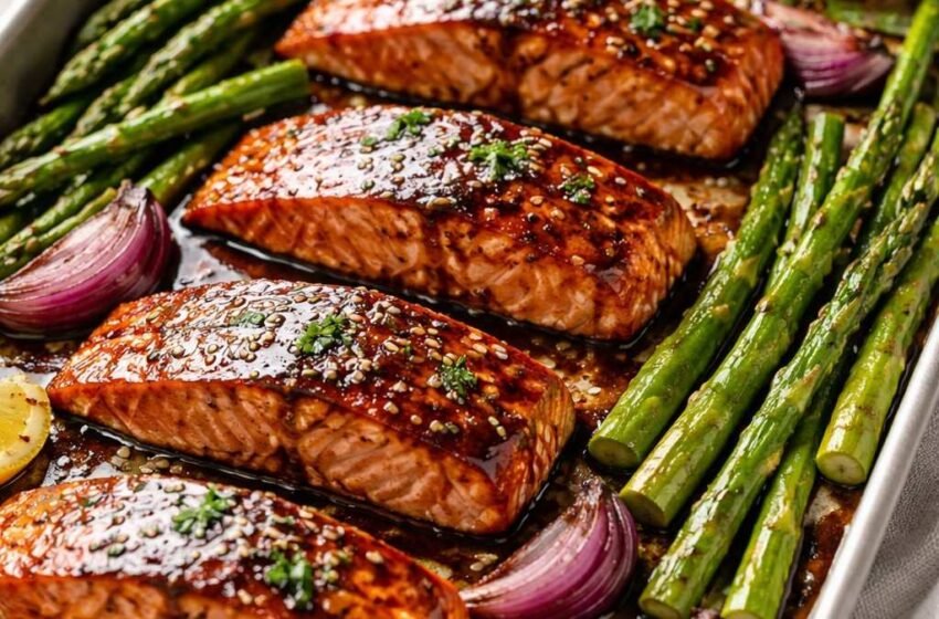Sheet Pan Balsamic Salmon with Asparagus