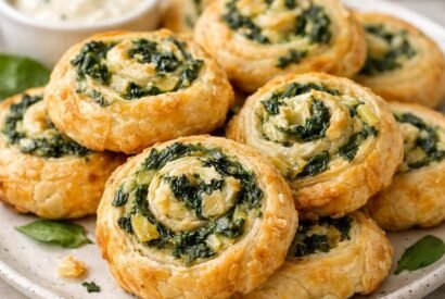 Thumbnail for Spinach Artichoke Puff Pastry Spirals