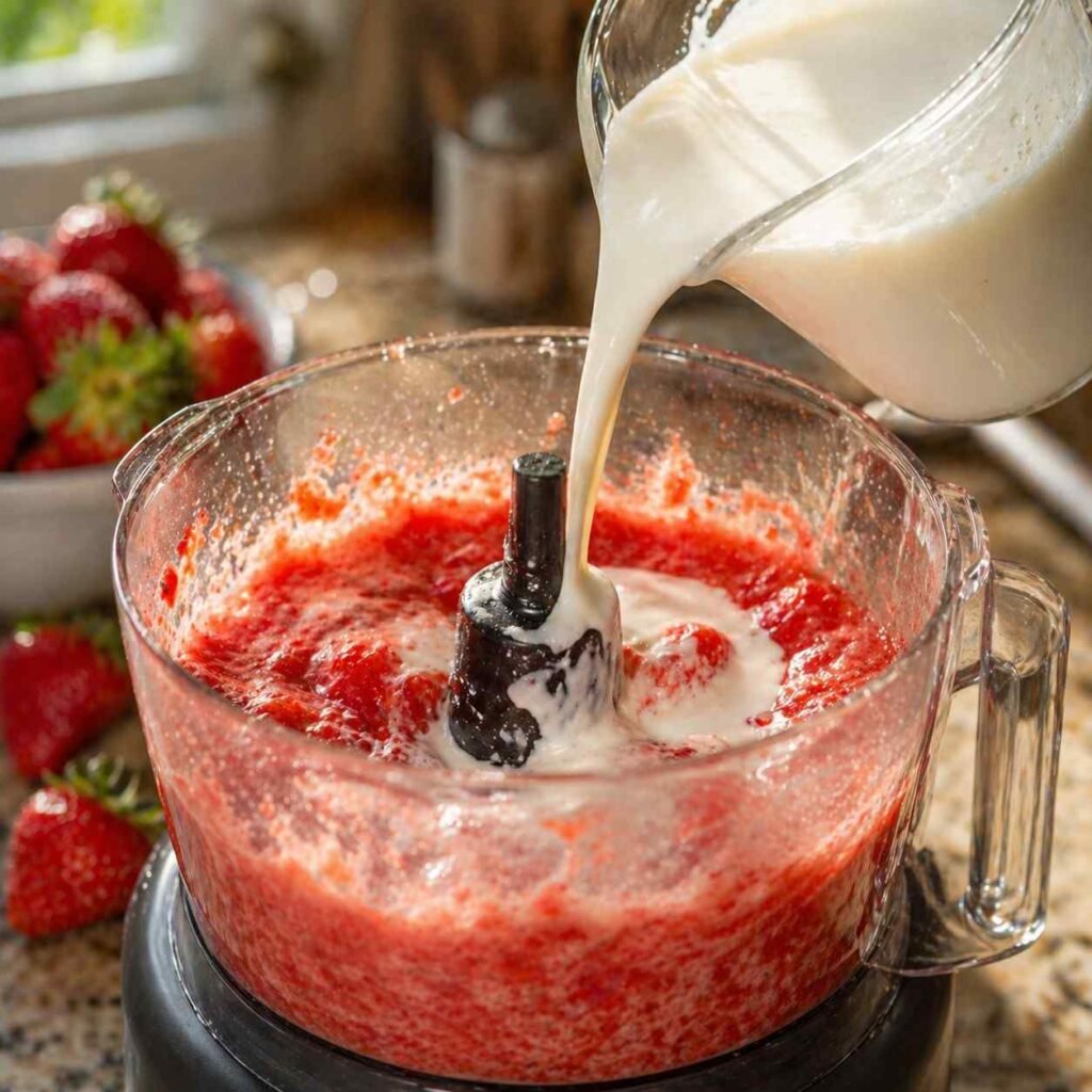 Strawberry Ice Cream in preparation