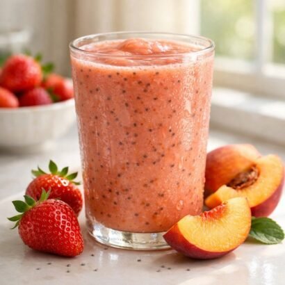 Strawberry Peach Chia Smoothie