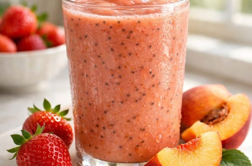 Strawberry Peach Chia Smoothie