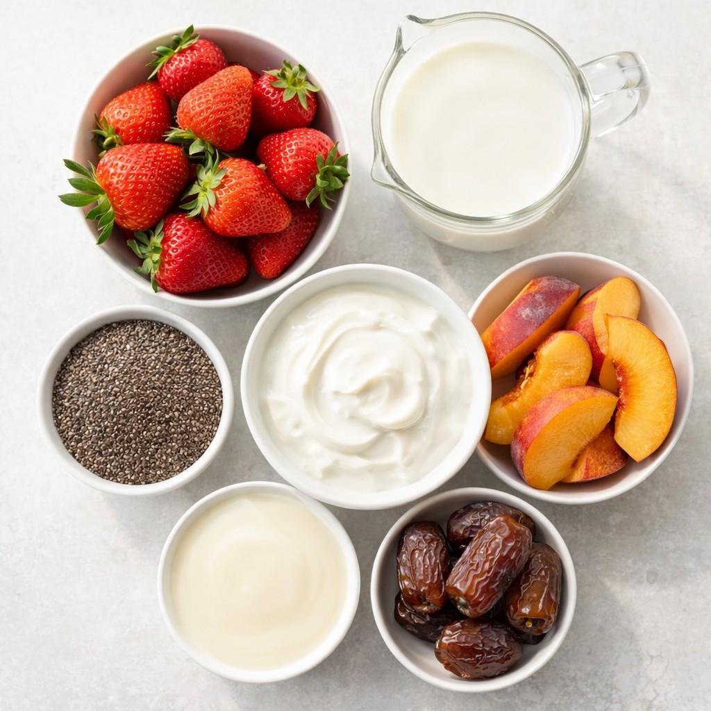 Strawberry Peach Chia Smoothie ingredients