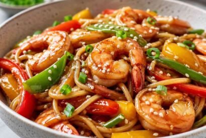 Thumbnail for Easy Teriyaki Shrimp Noodles Stir-Fry in 20 Minutes