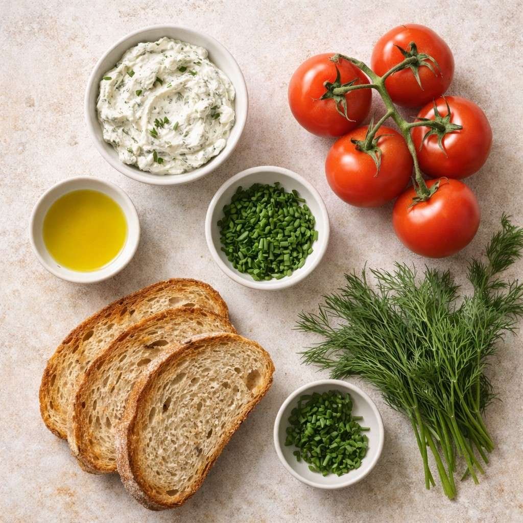 Tomato Toasts with Herbed Cream Cheese ingredients