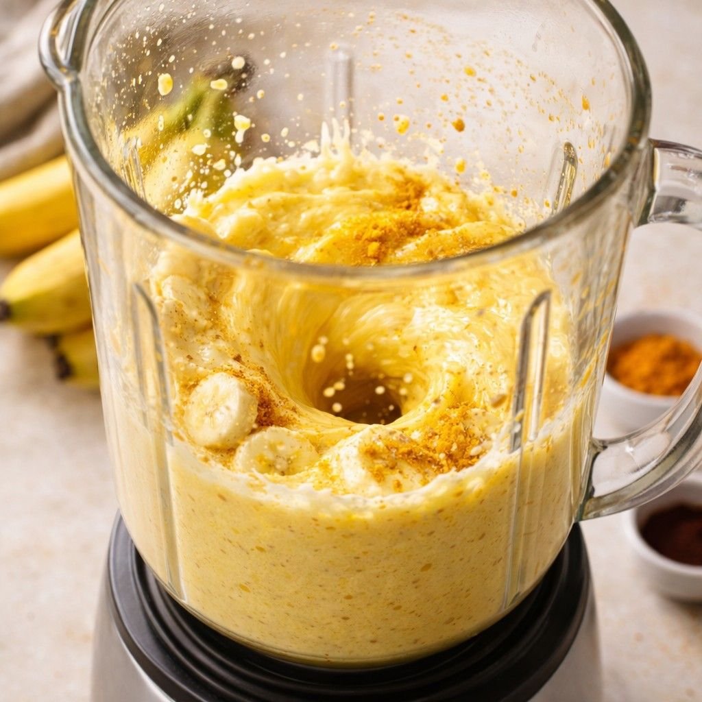 creamy turmeric smoothie prep