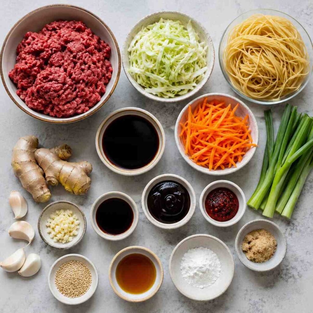 Asian Ground Beef Noodles ingredients