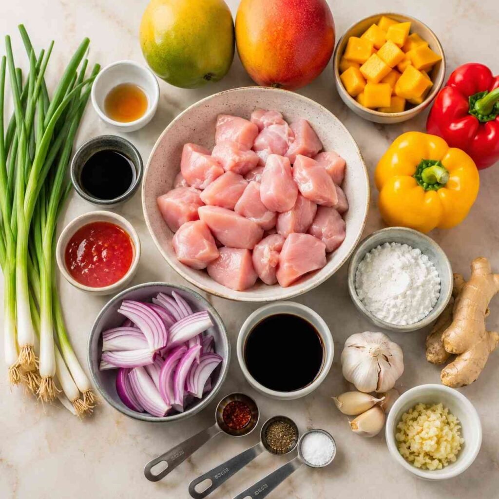 Asian Mango Chicken Stir Fry ingredients