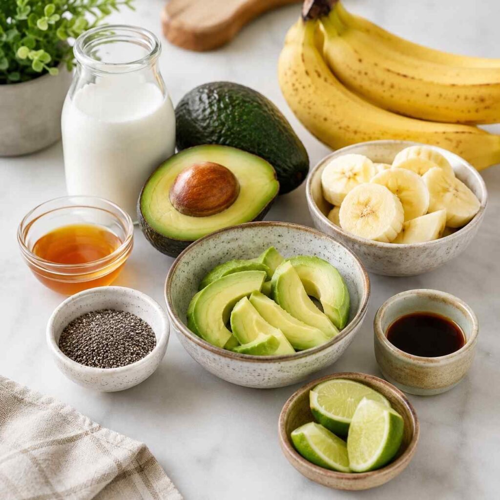 Avocado Banana Smoothie ingredients