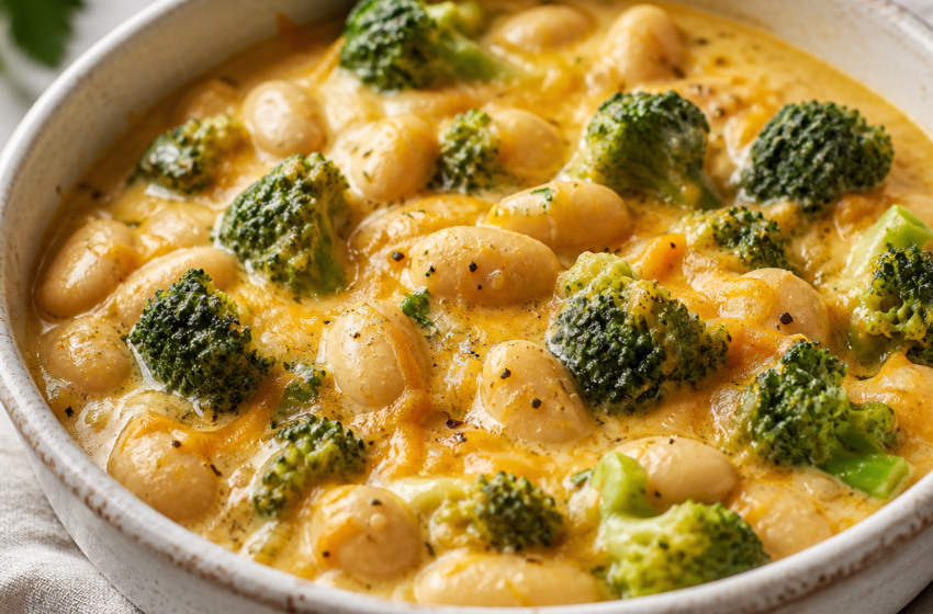 Creamy Broccoli Cheddar Butter Beans