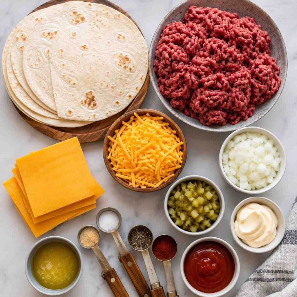 Cheeseburger Wraps ingredients