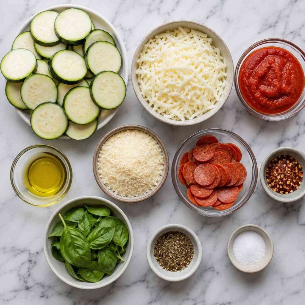 Cheesy Zucchini Pizza Bites ingredients