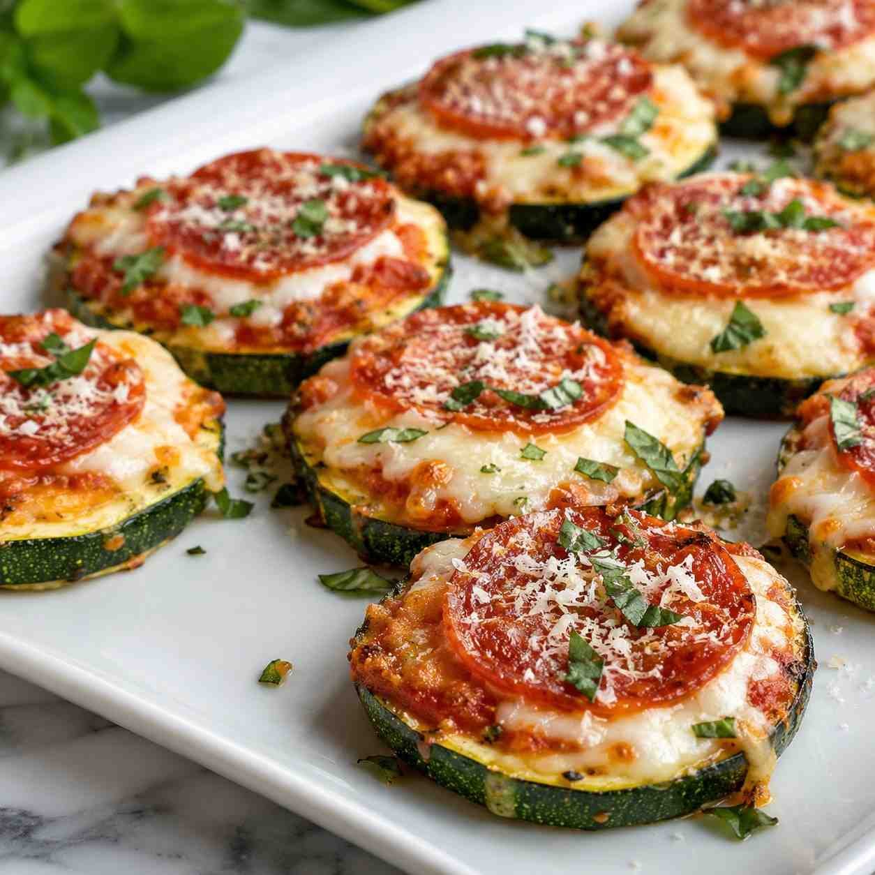 Cheesy Zucchini Pizza Bites
