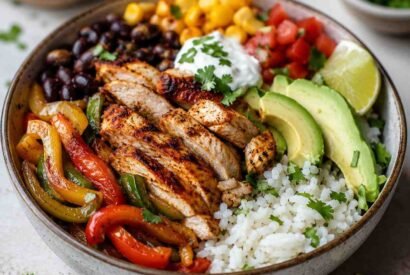 Thumbnail for Flavor-Packed Chicken Fajita Burrito Bowls