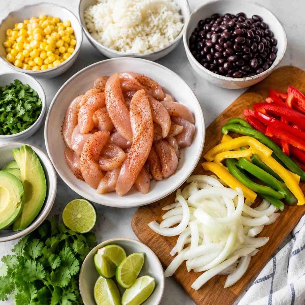 Chicken Fajita Rice Bowls ingredients