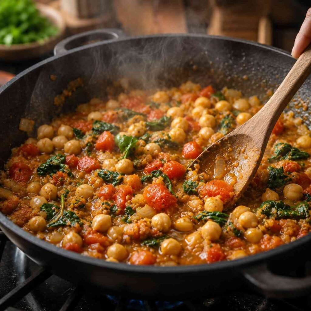 Chickpea Spinach Curry prep