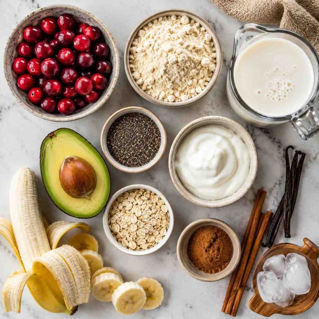Cranberry Vanilla Protein Smoothie ingredients