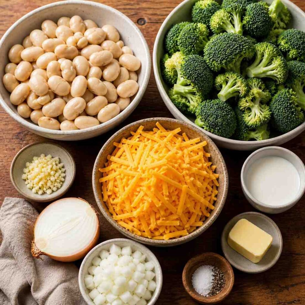 Creamy Broccoli Cheddar Butter Beans ingredients