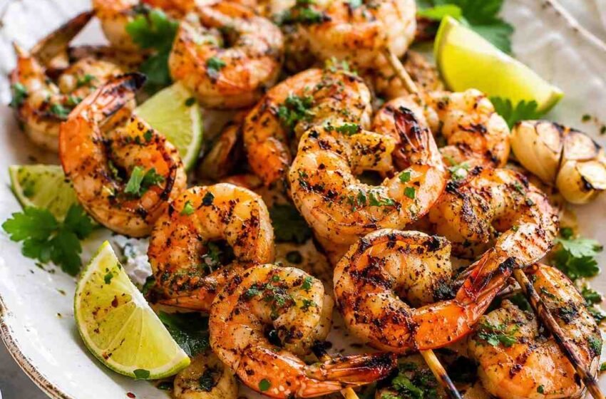 Garlic Lime Grilled Shrimp Skewers