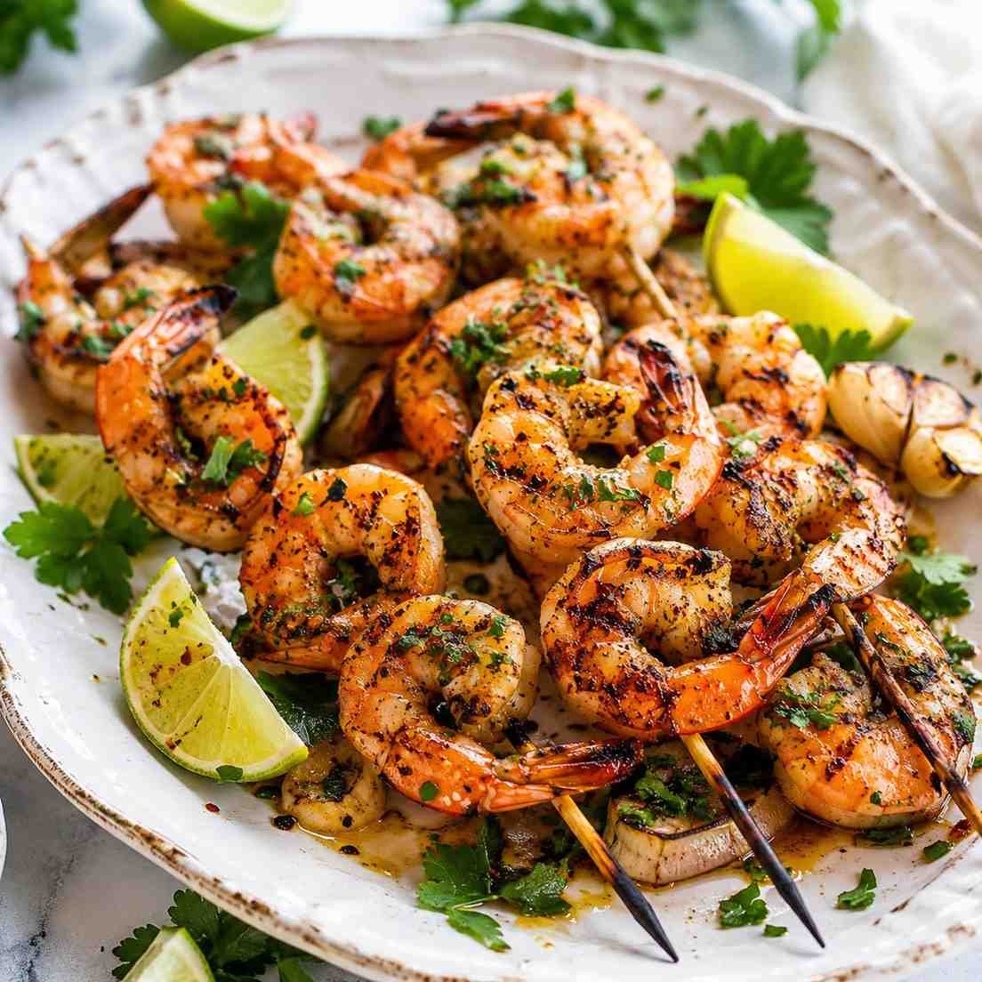Garlic Lime Grilled Shrimp Skewers