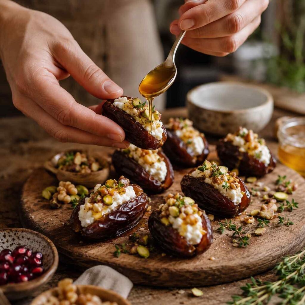 Goat Cheese Stuffed Dates prep