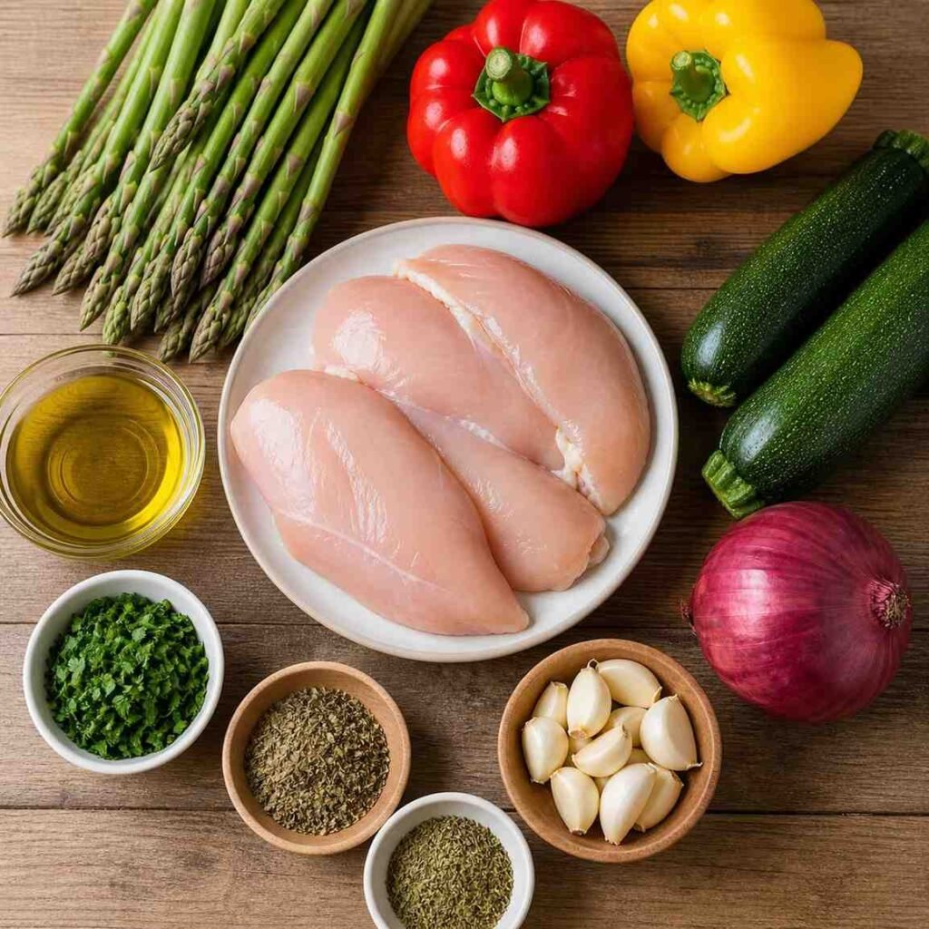 Grilled Garlic Herb Chicken and Veggies ingredients
