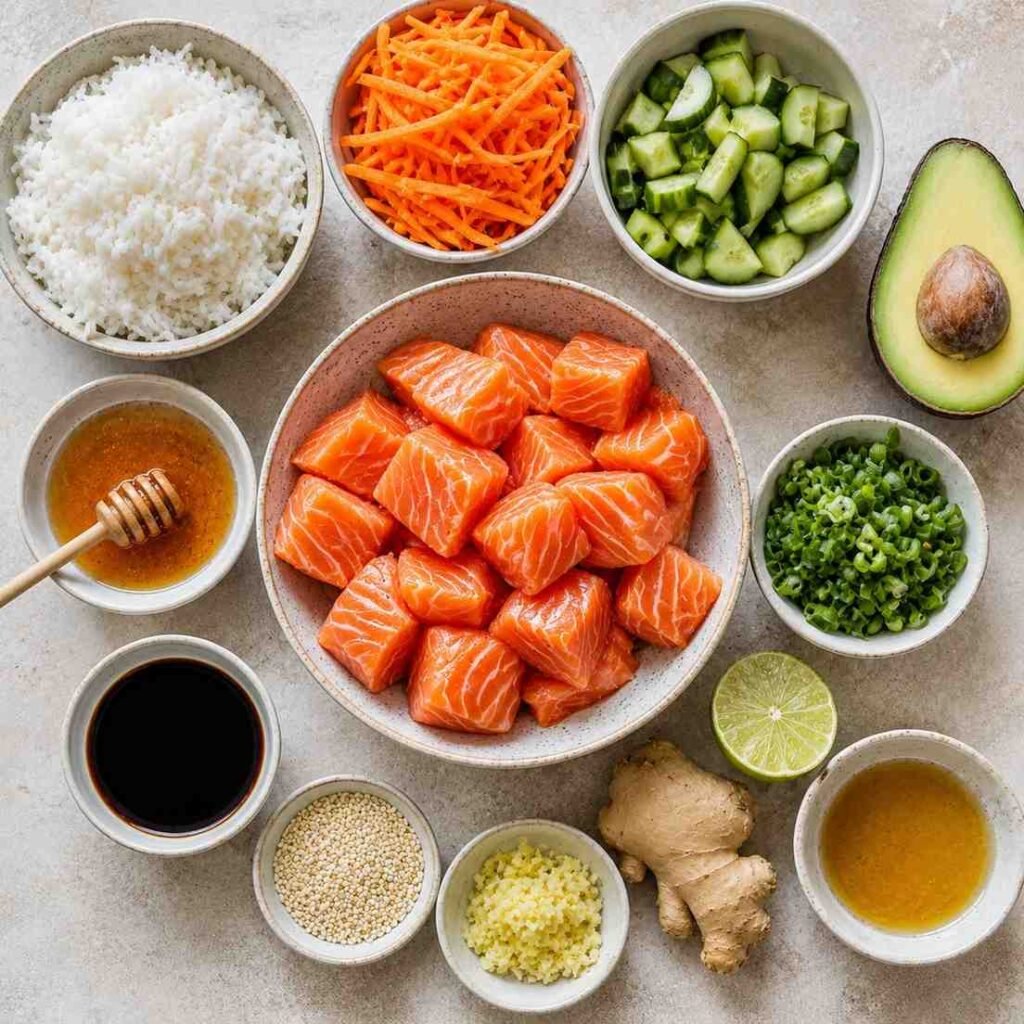 Honey Glazed Salmon Bowls ingredients
