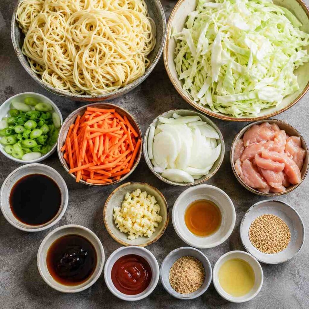 Japanese Yakisoba ingredients